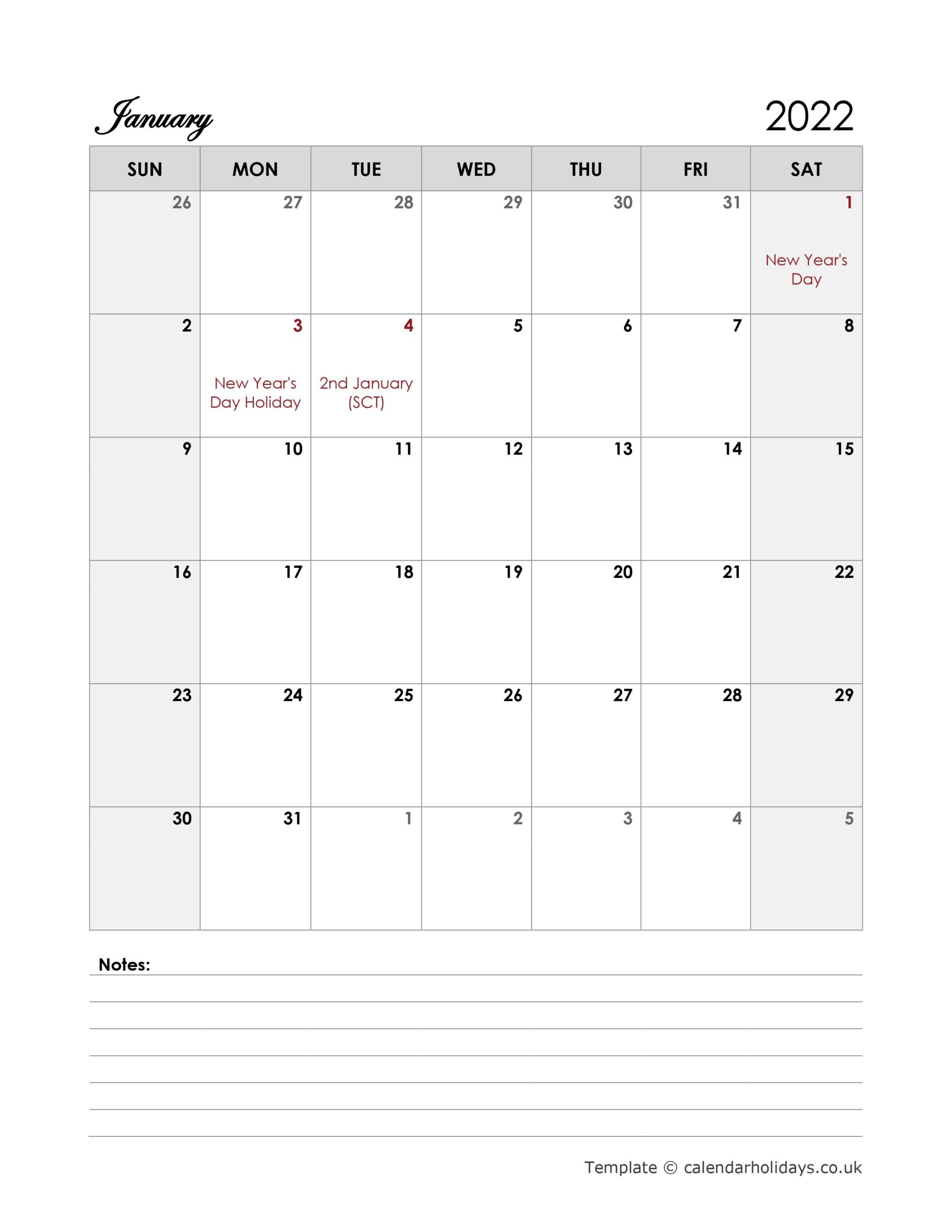 2022 Monthly Template CalendarHolidays co uk