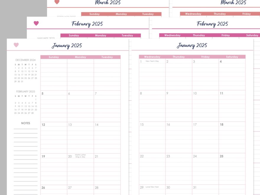 2025 Monthly Notebook Planner 5 8