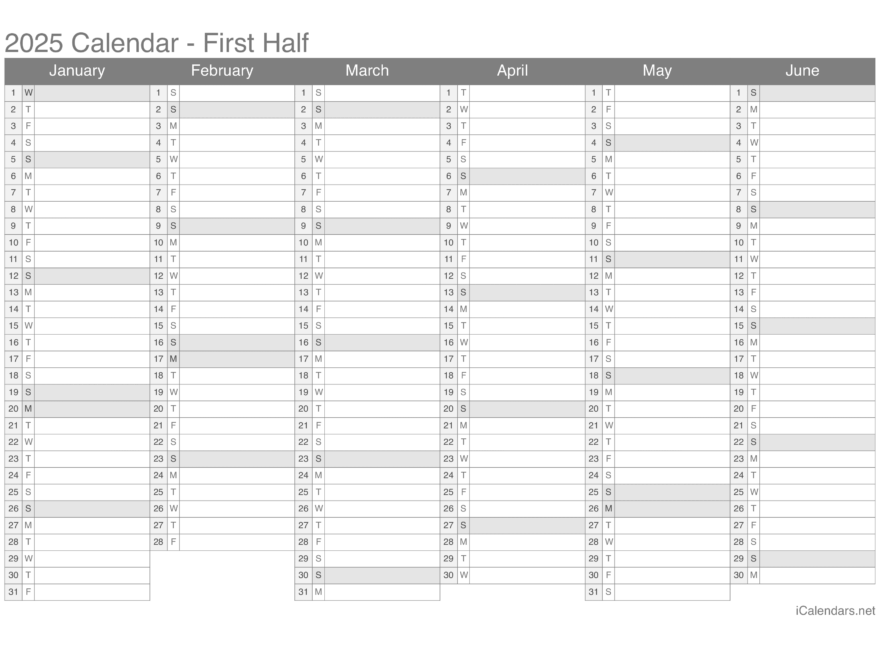 2025 Printable Calendar PDF Or Excel