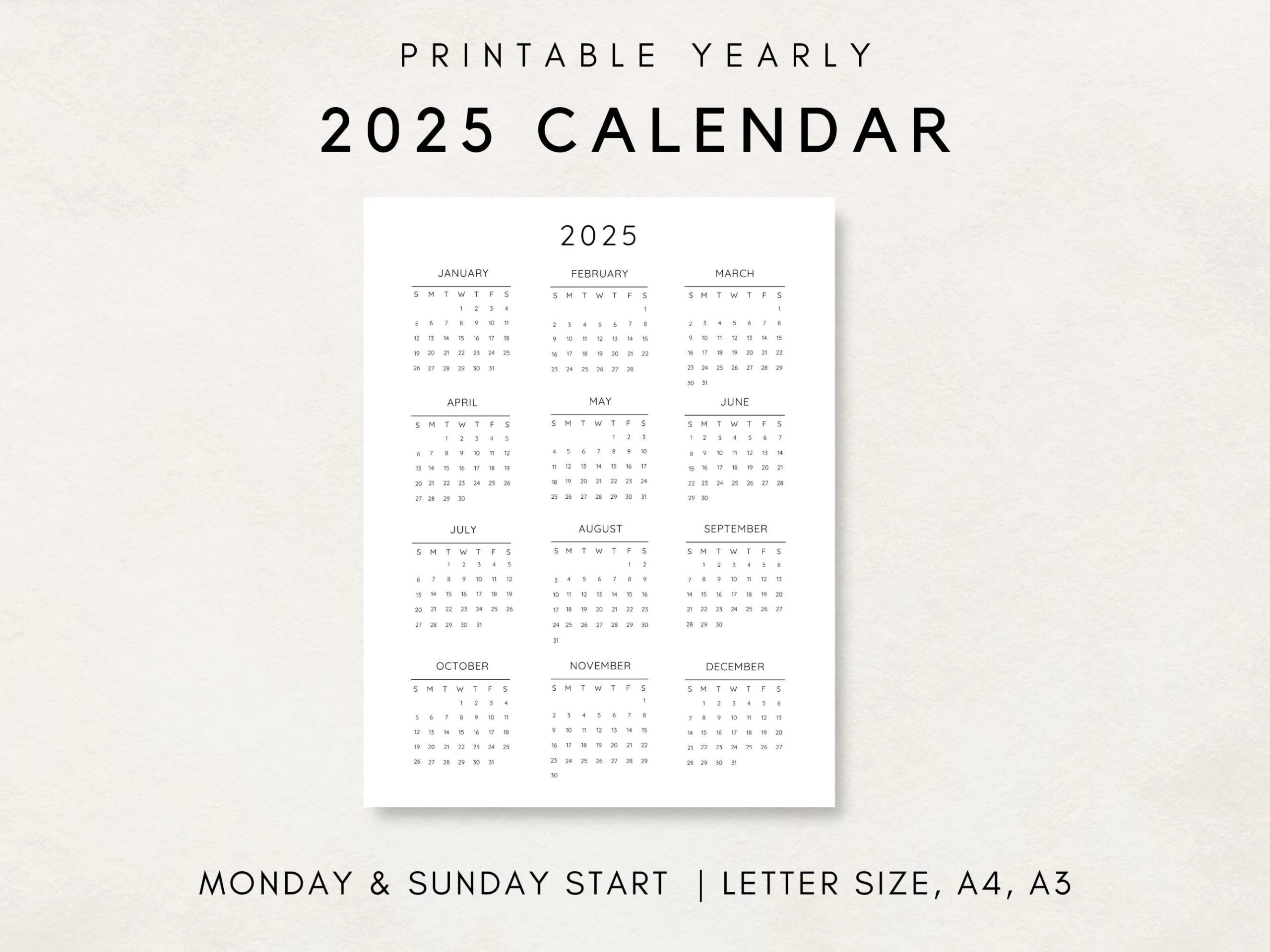 2025 Printable Calendaer