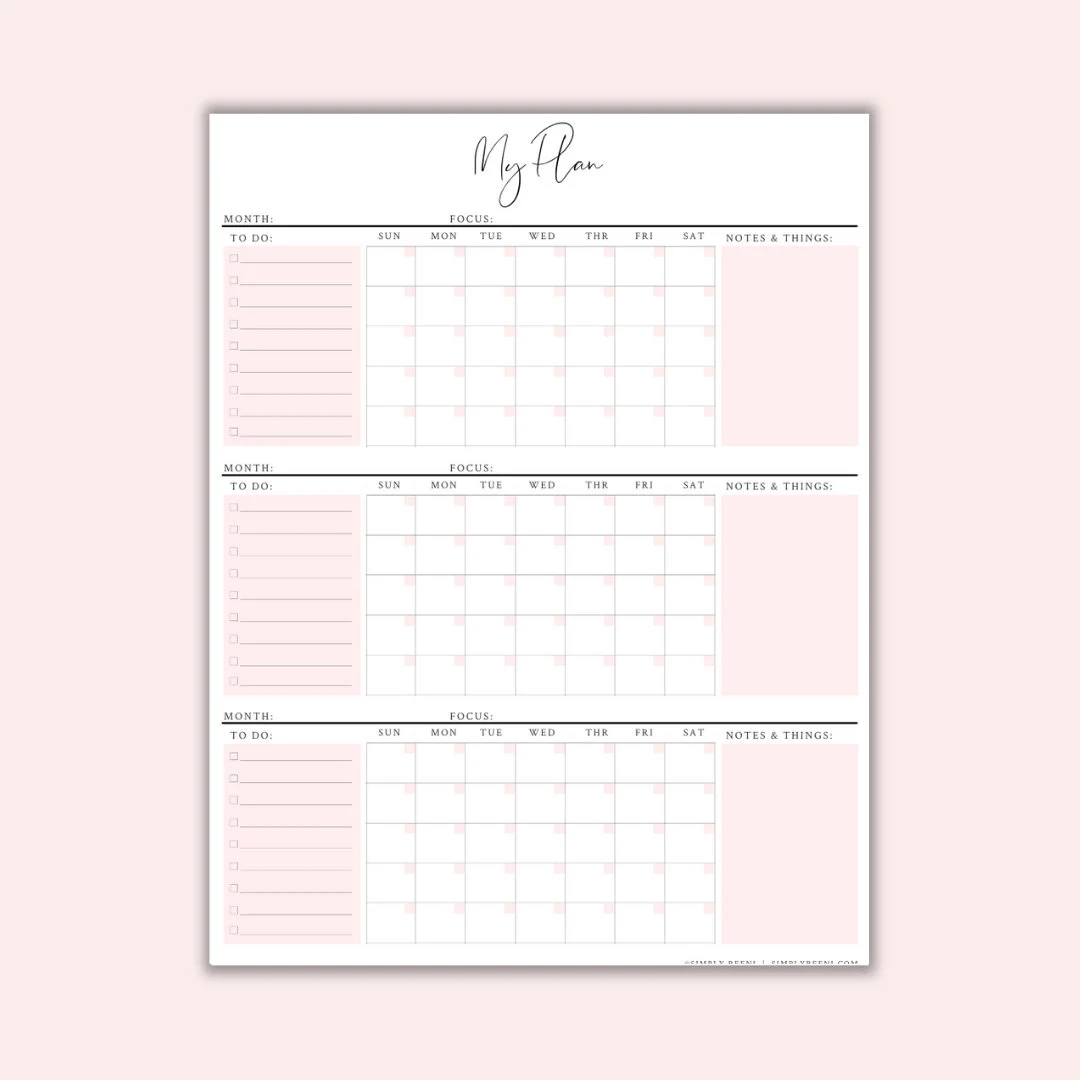 3 Month Calendar Free Printable