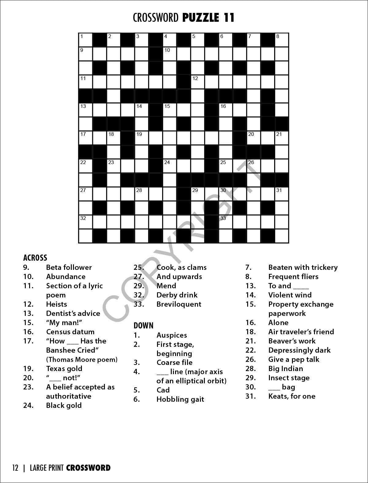 Printable Crossword Puzzles For Seniors