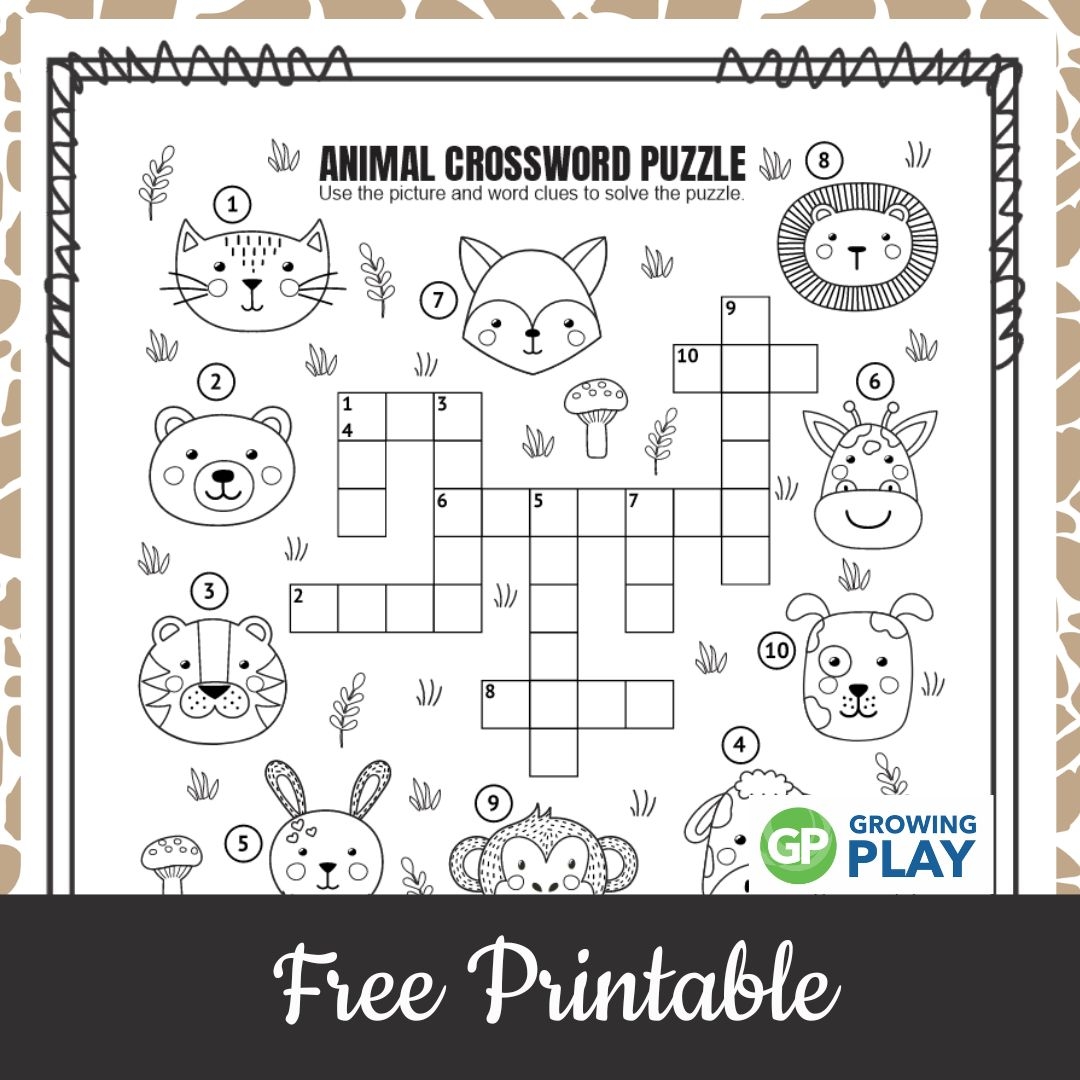 Free Animal Crossword Puzzles Printable