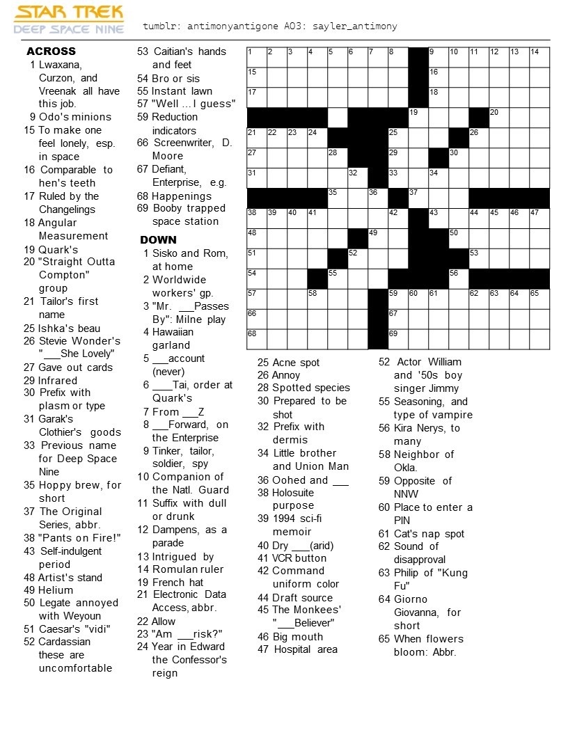 Antigone The DS9 Crossword Is Here This Is The First 