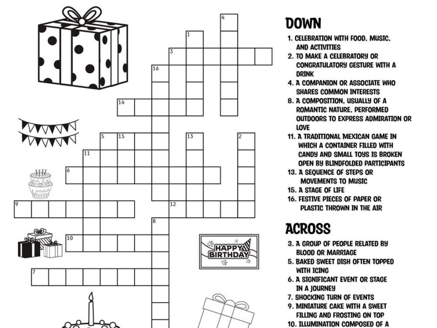 Birthday themed Crossword Puzzles Beeloo Printable Crafts And Activities For Kids