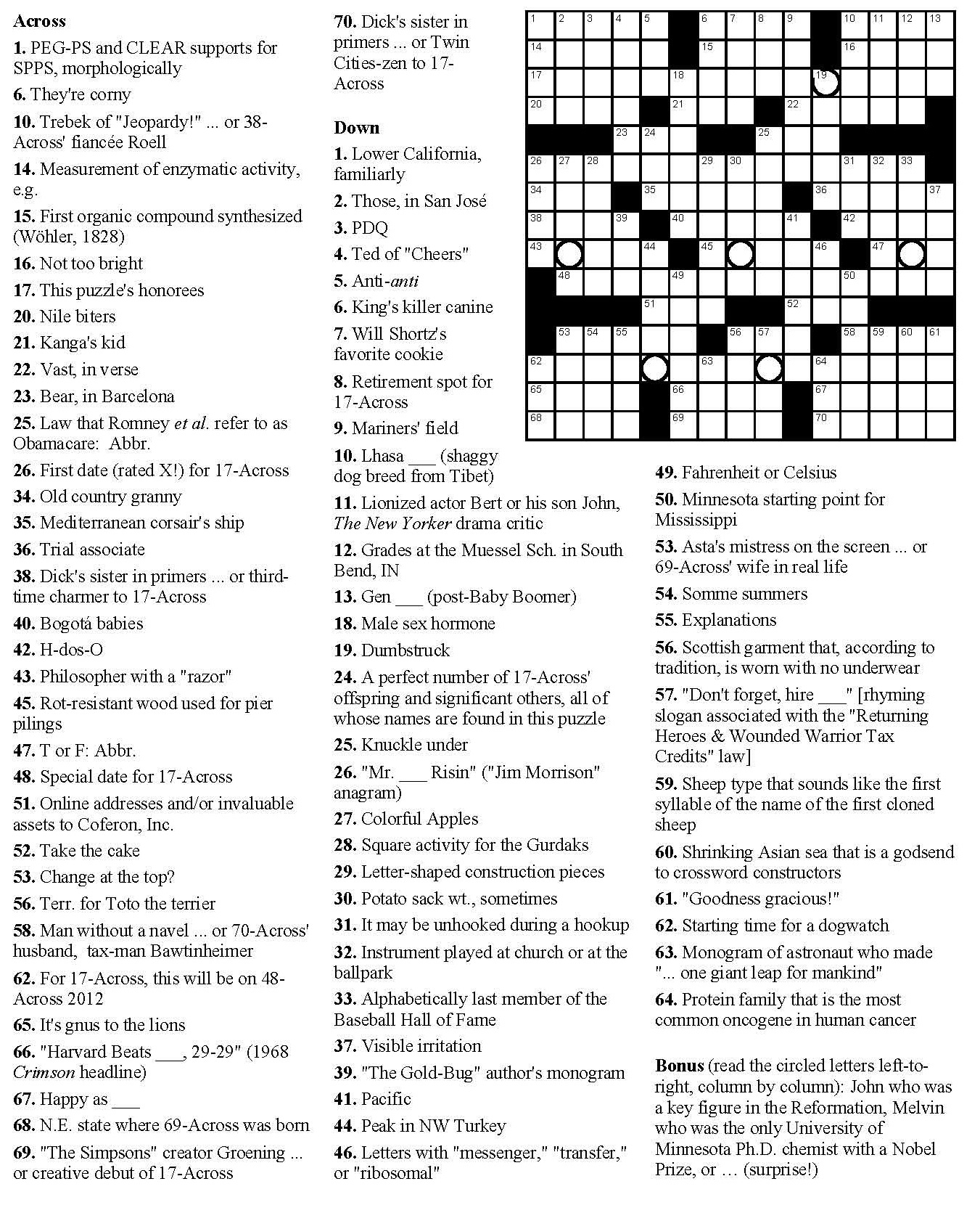 Medium Difficulty Printable Crossword Puzzles