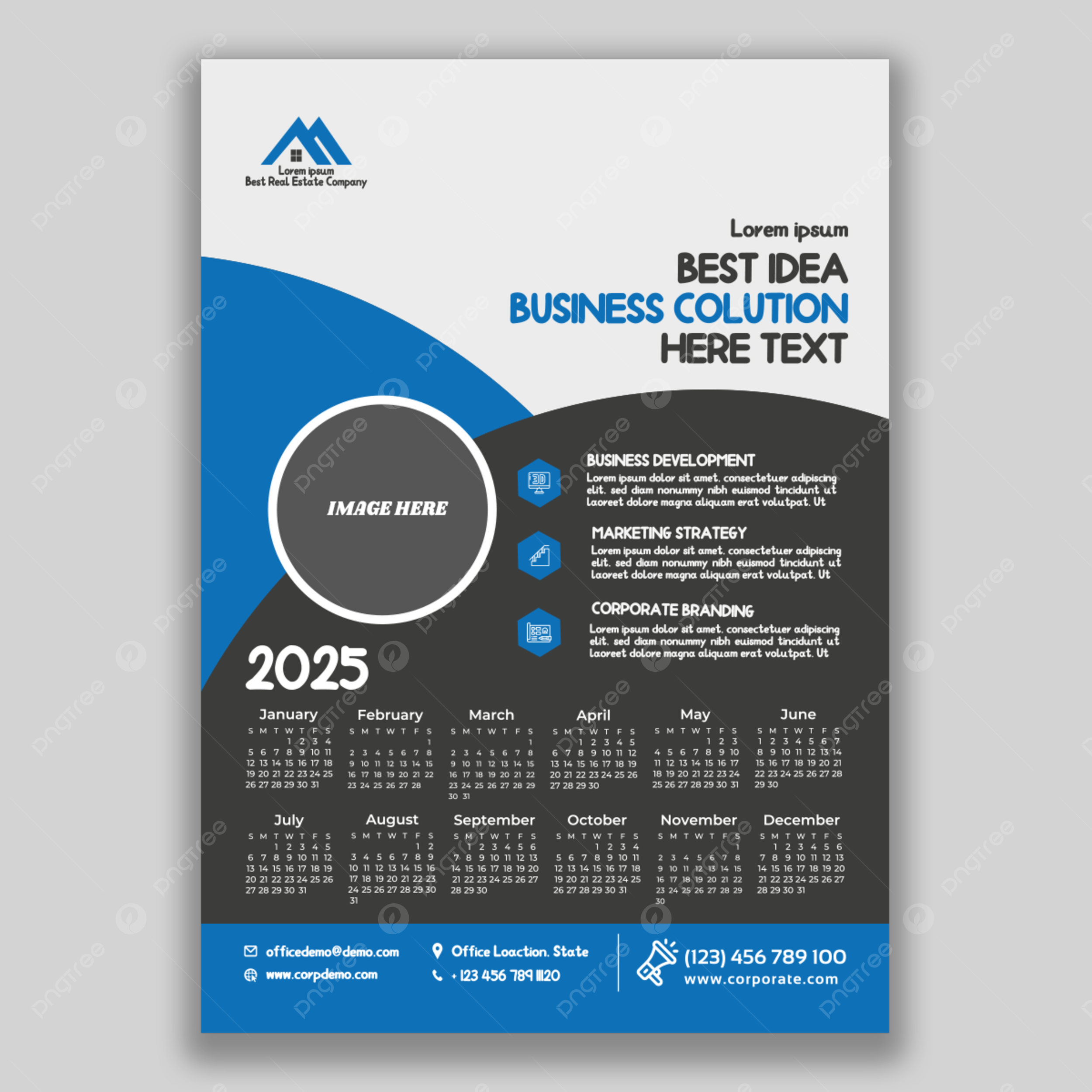 Corporate Company Wall Calendar 2025 Vector Template Download On Pngtree