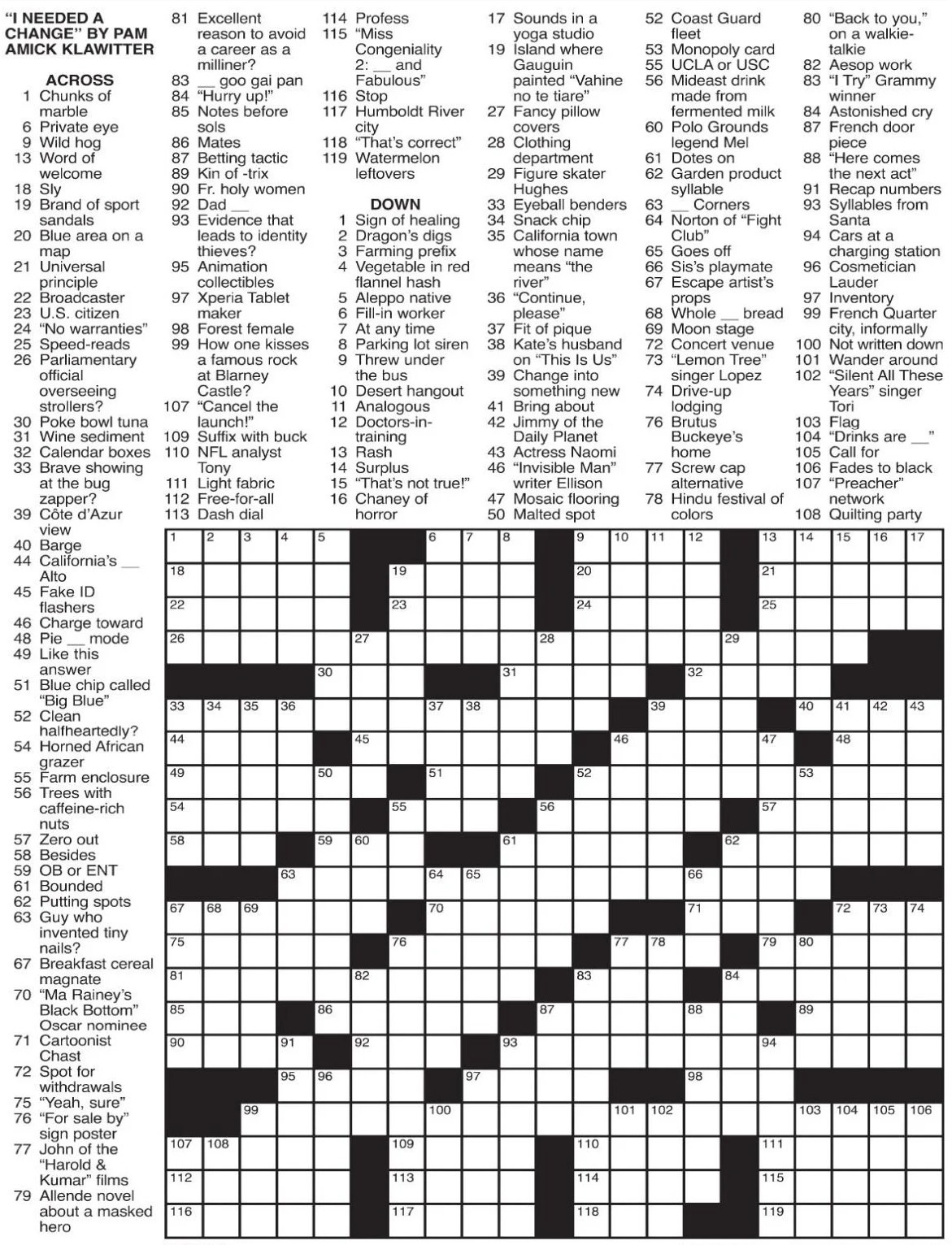 Crossword Puzzle Reprint