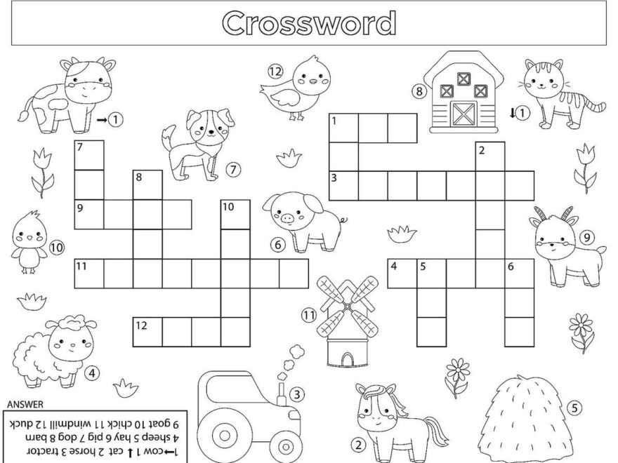 Crossword Puzzles For Kids Fun Free Printable Crossword Puzzle Coloring Page Activities For Children Printables 30Seconds Mom