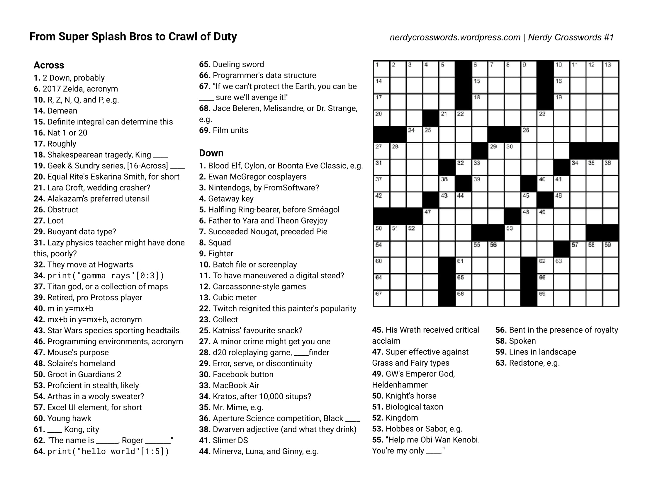 Printable Crossword Puzzles By Jacqueline Mathews