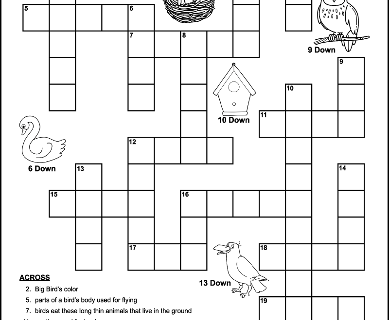 Easy Bird Crossword Tree Valley Academy