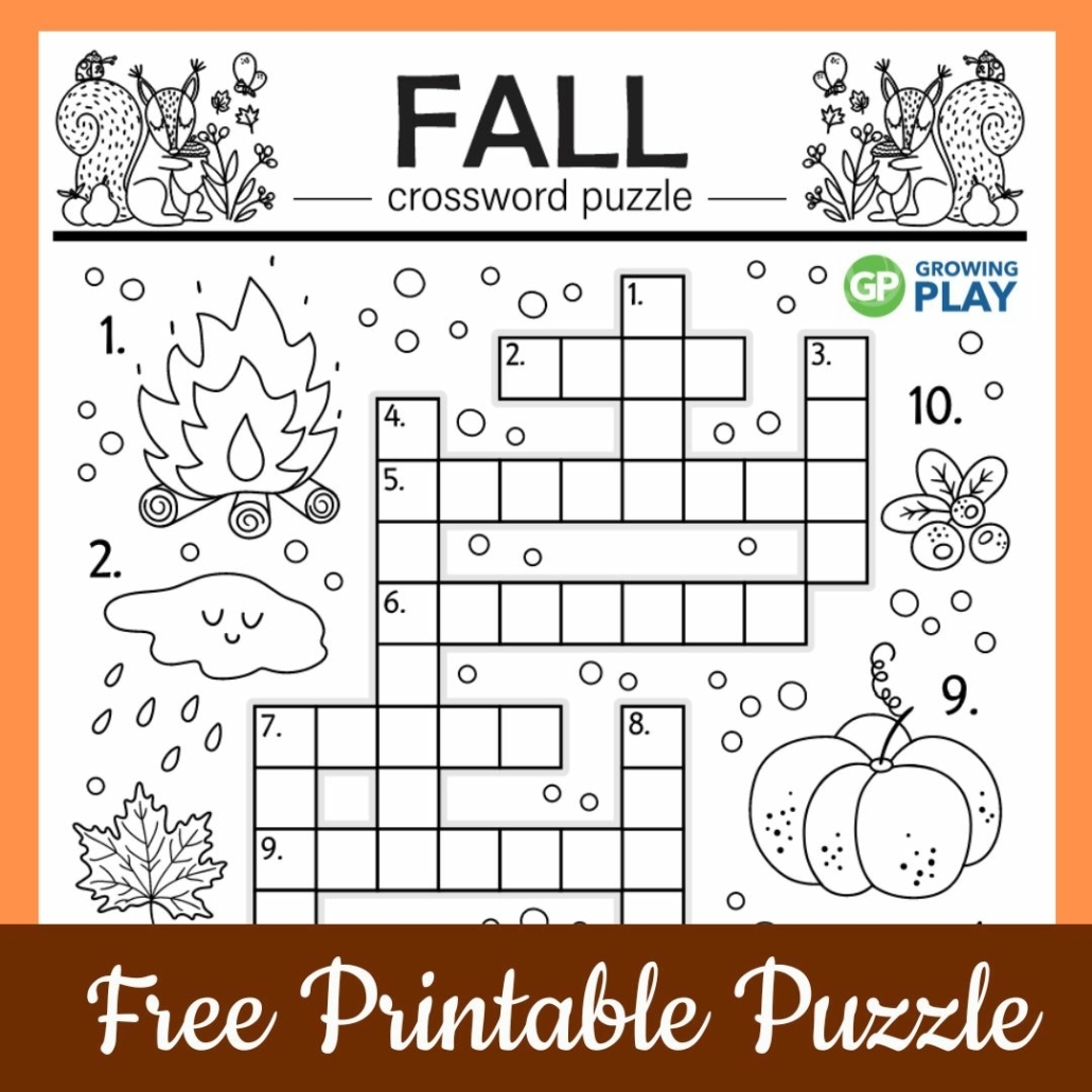 Crossword Puzzles For Kindergarten Free Printable