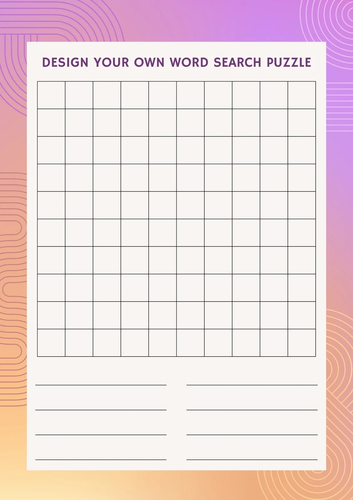 Make Your Own Crossword Puzzle Printable