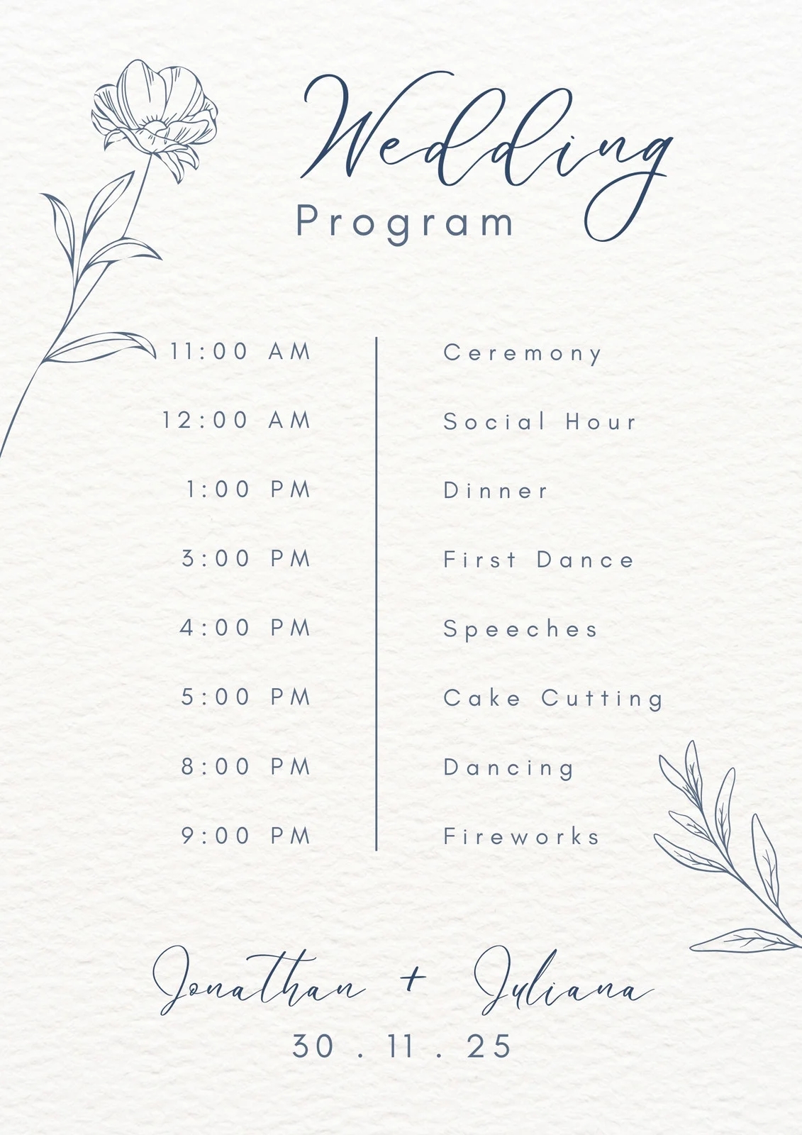 Free Custom Printable Wedding Program Templates Canva