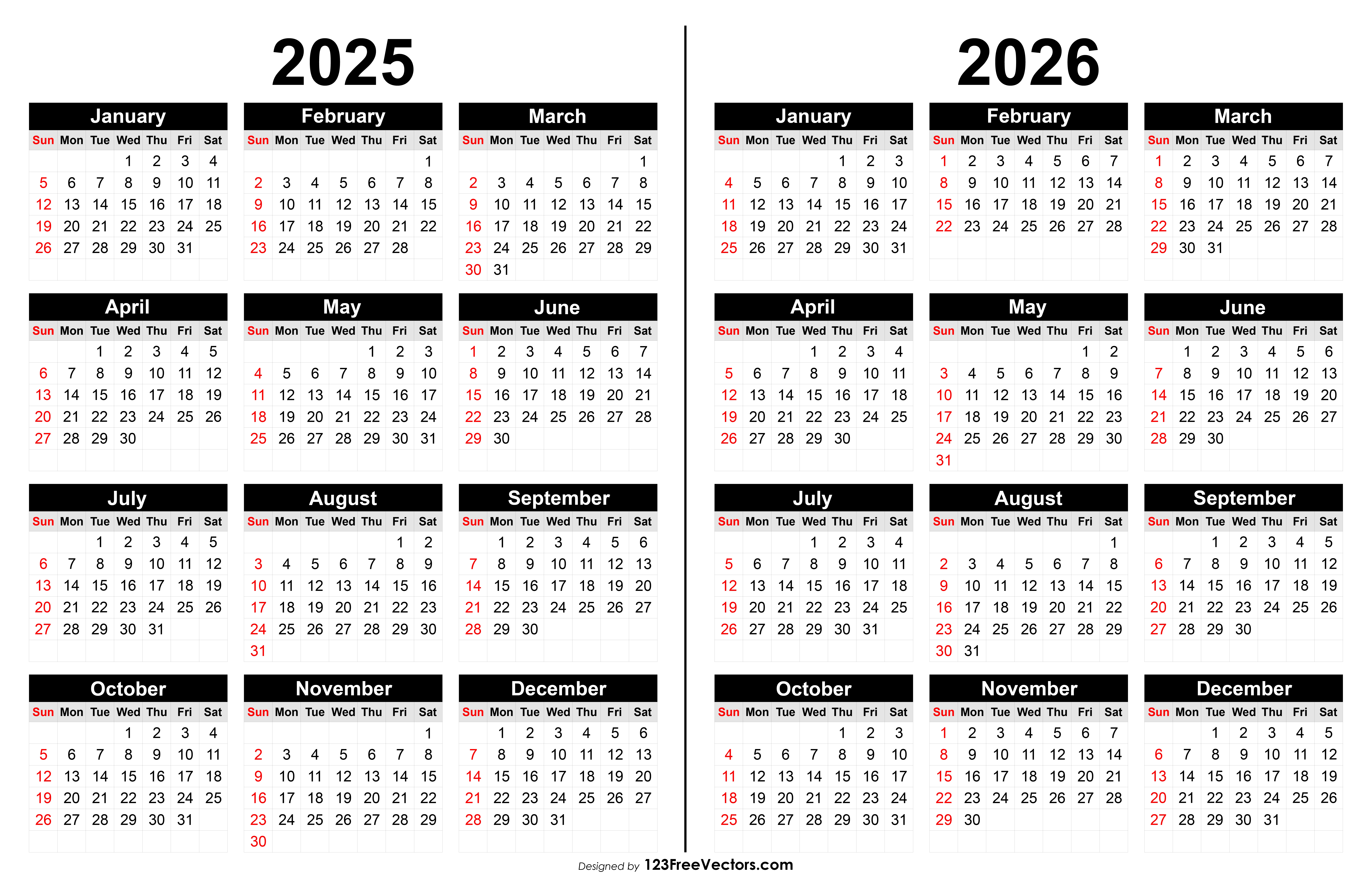 2025 2026 Calendar to Print