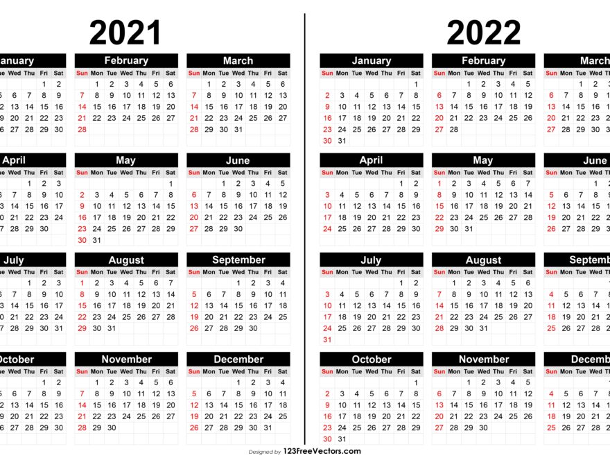 Free Download Printable Calendar Template For 2021 And 2022