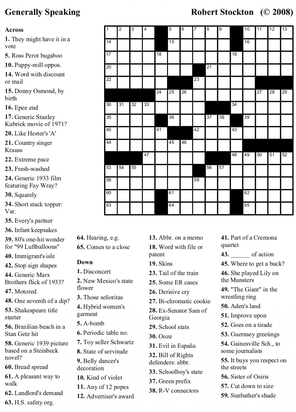 Crossword Puzzles Maker Free Printable