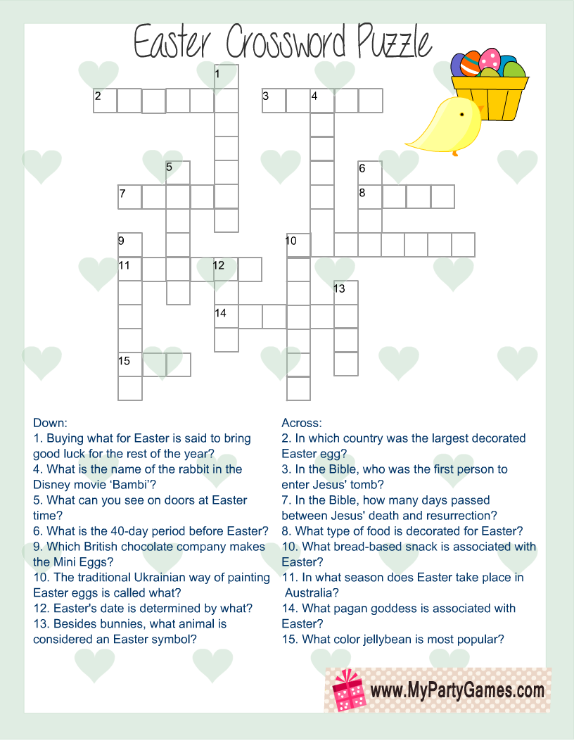 Free Printable Easter Crossword Puzzles For Adults