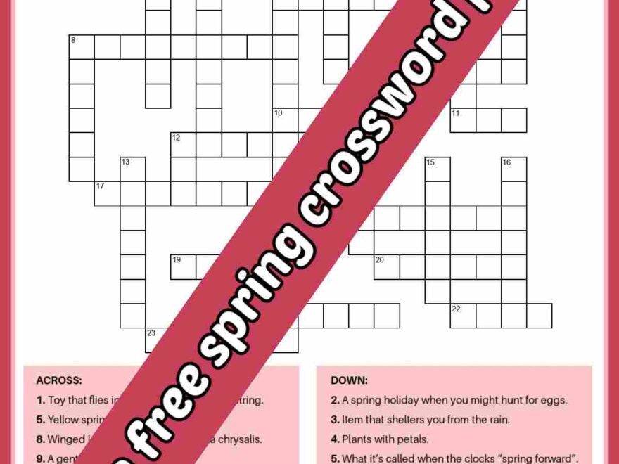 Free Spring Crossword Puzzle Printable Answer Key Included