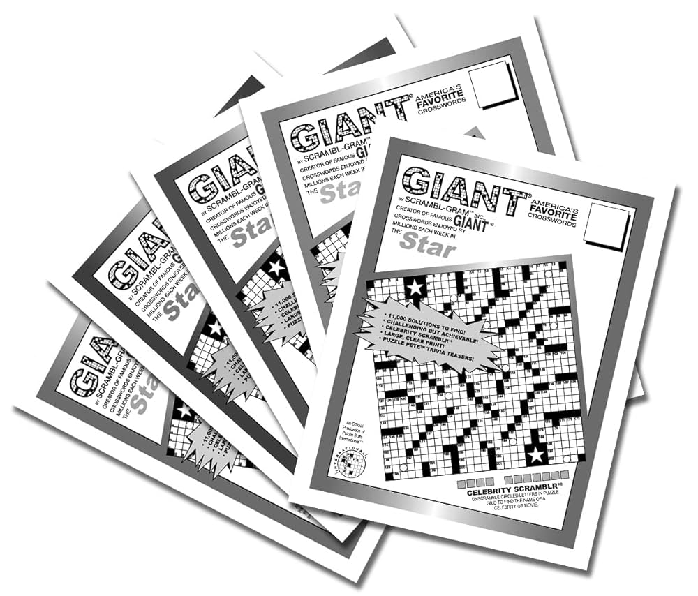 Giant Star Crossword By Puzzle Buffs 5 For 25 Inc A Puzzle Buffs Publication By Scrambl Gram 9798988638100 Amazon Books