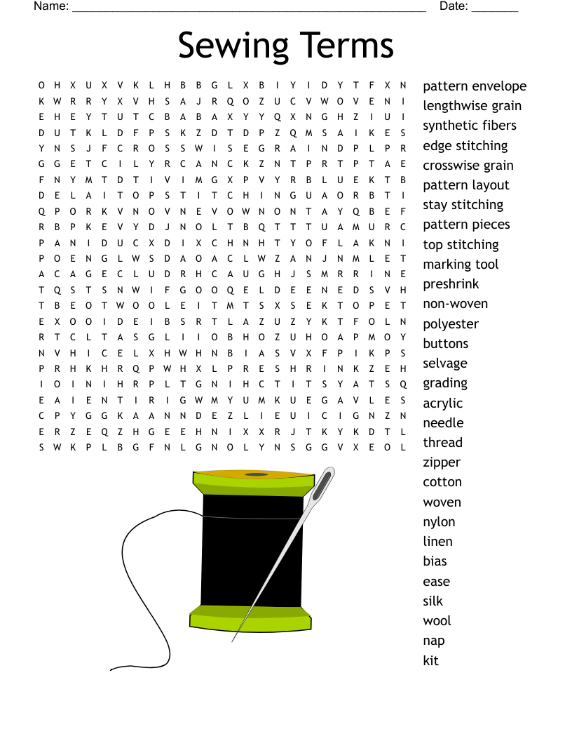 Free Printable Crossword Puzzles About Sewing