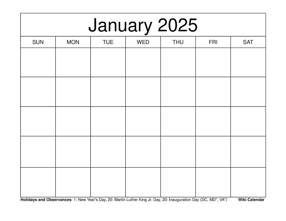 Printable Calendar DC 2025