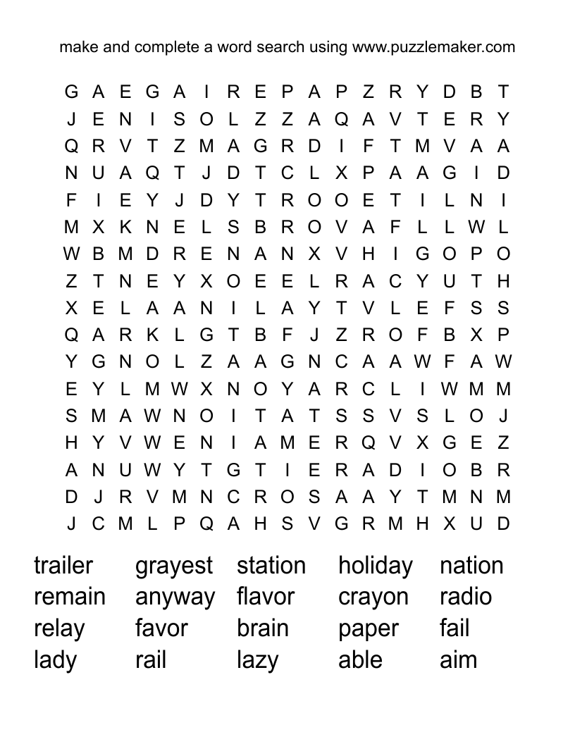 Make Your Own Crossword Puzzle Free Printable