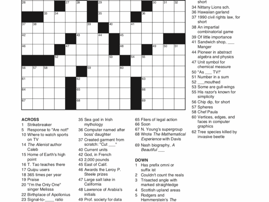 My First Crossword Puzzle David Richeson Division By Zero