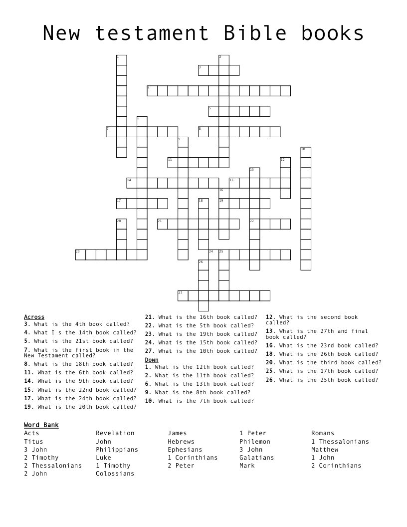 Free Printable Bible Crossword Puzzles With Answers