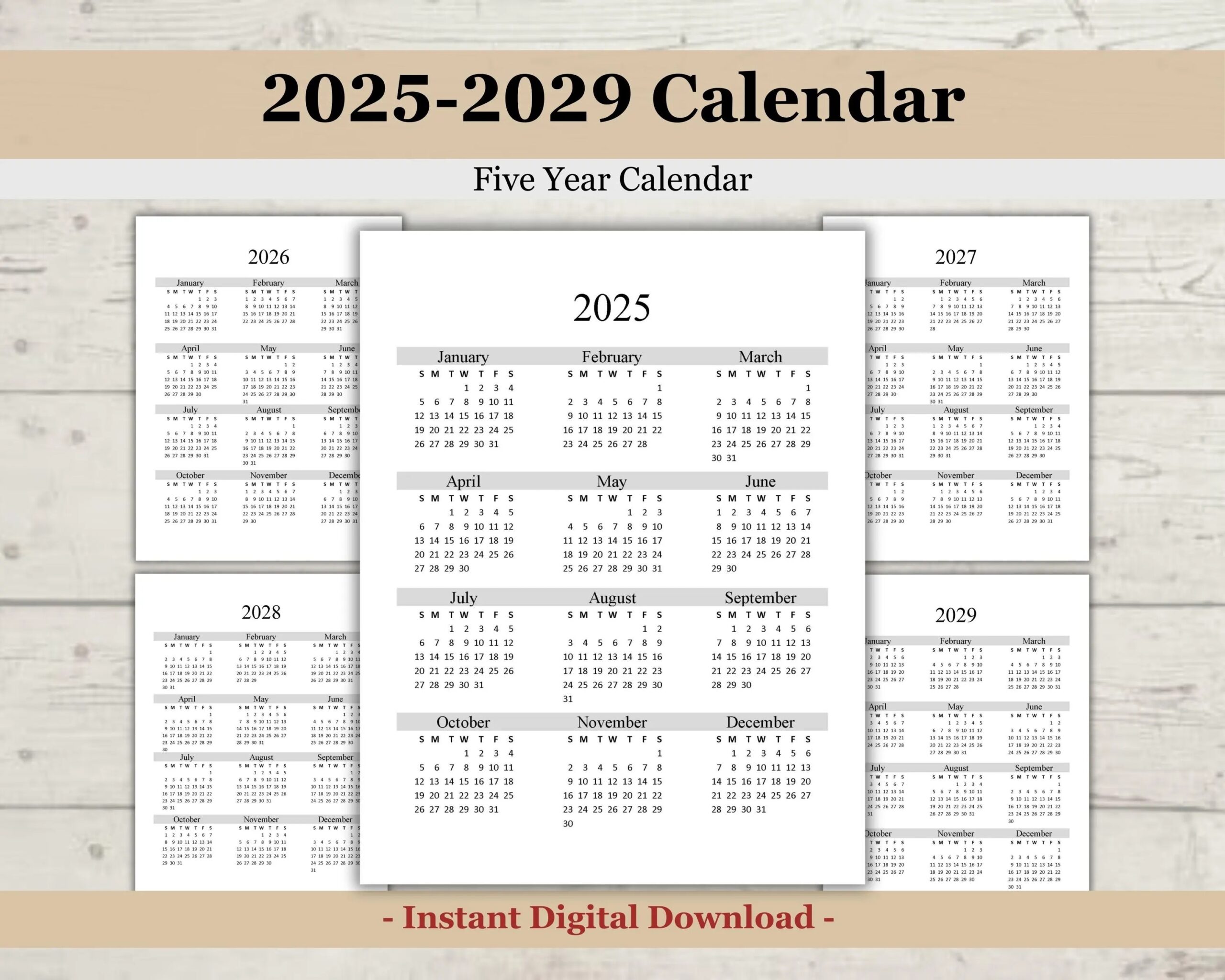 Printable 5 Year Calendar