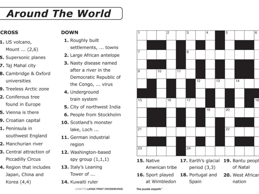 Printable Crossword Puzzles With Solutions Worksheets Library