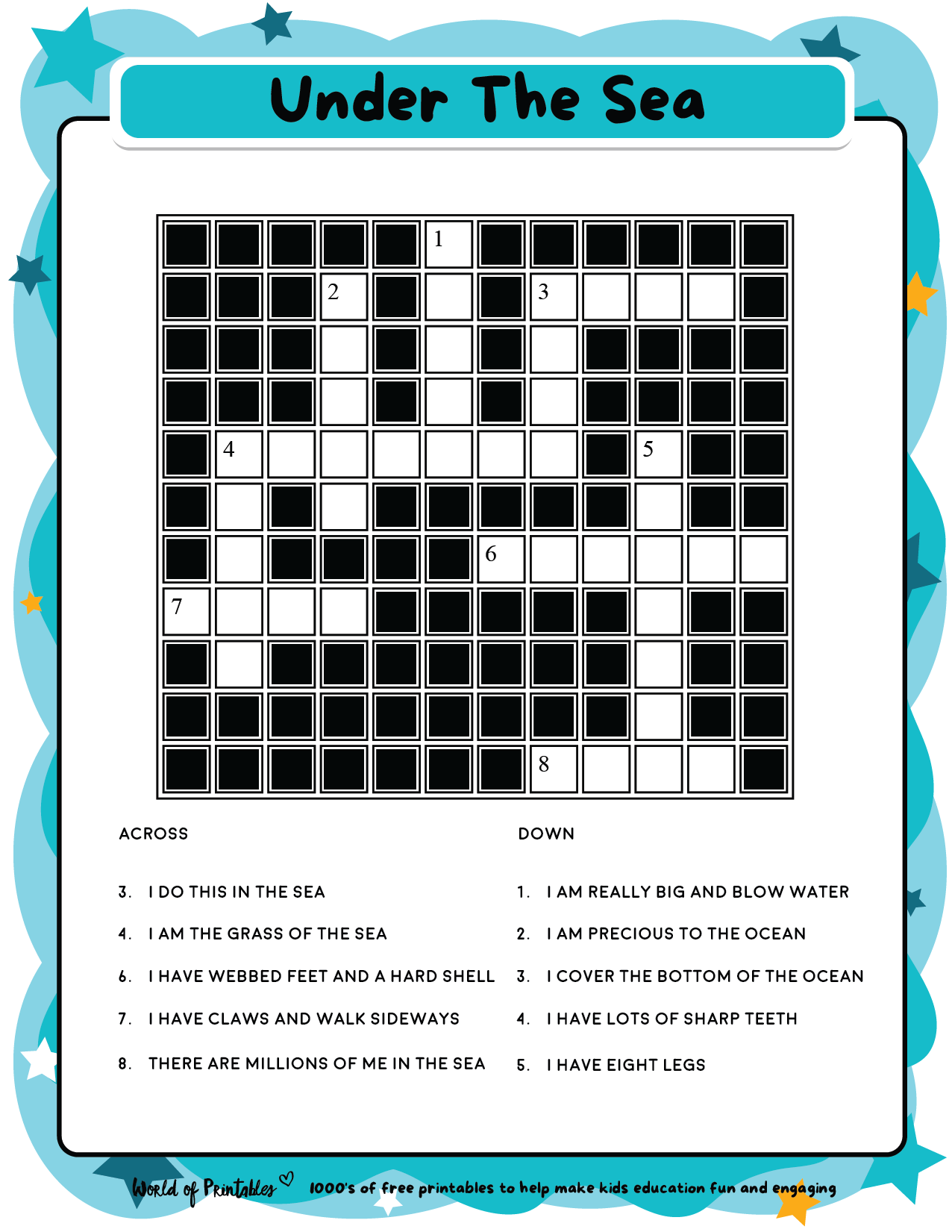 Crossword Puzzles For Kids Printable