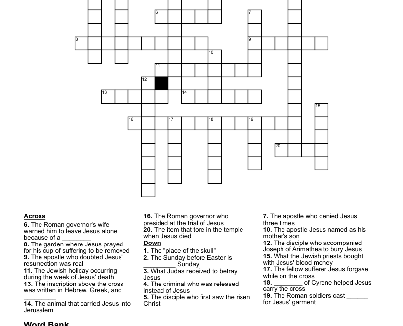 Resurrection Crossword WordMint
