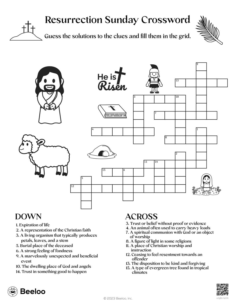 Resurrection Of Jesus Crossword Puzzle Printable