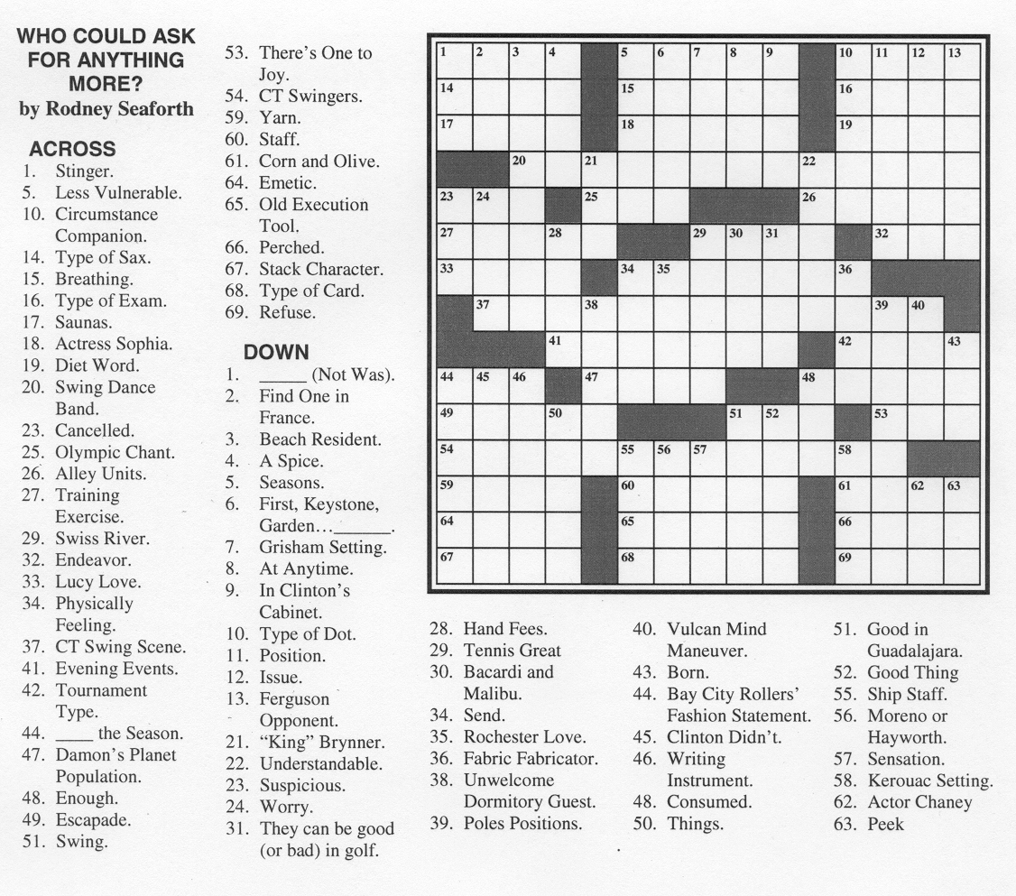 Printable Chicago Tribune Sunday Crossword Puzzle