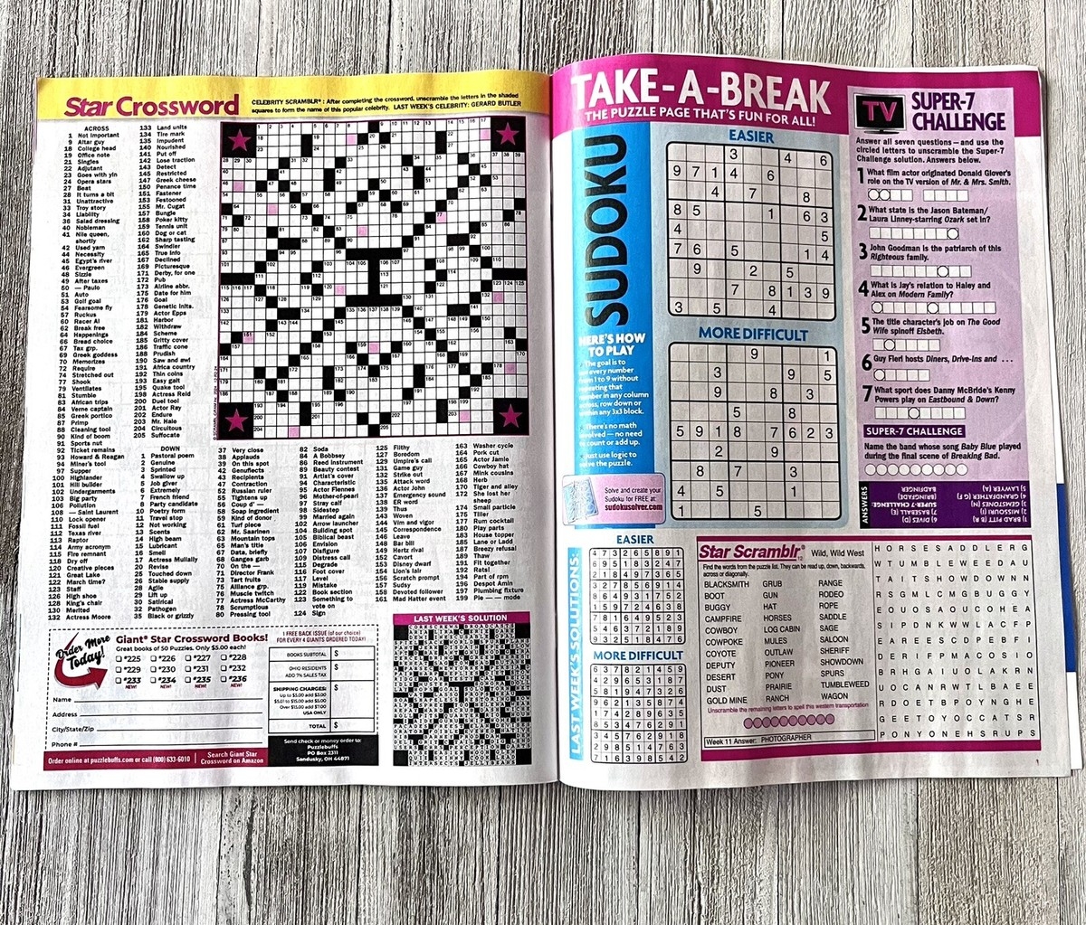 Star Magazine Crossword Puzzle Printable