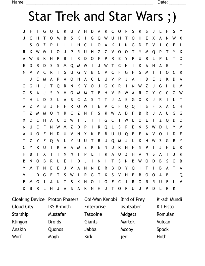 Star Trek Crossword Puzzles Printable