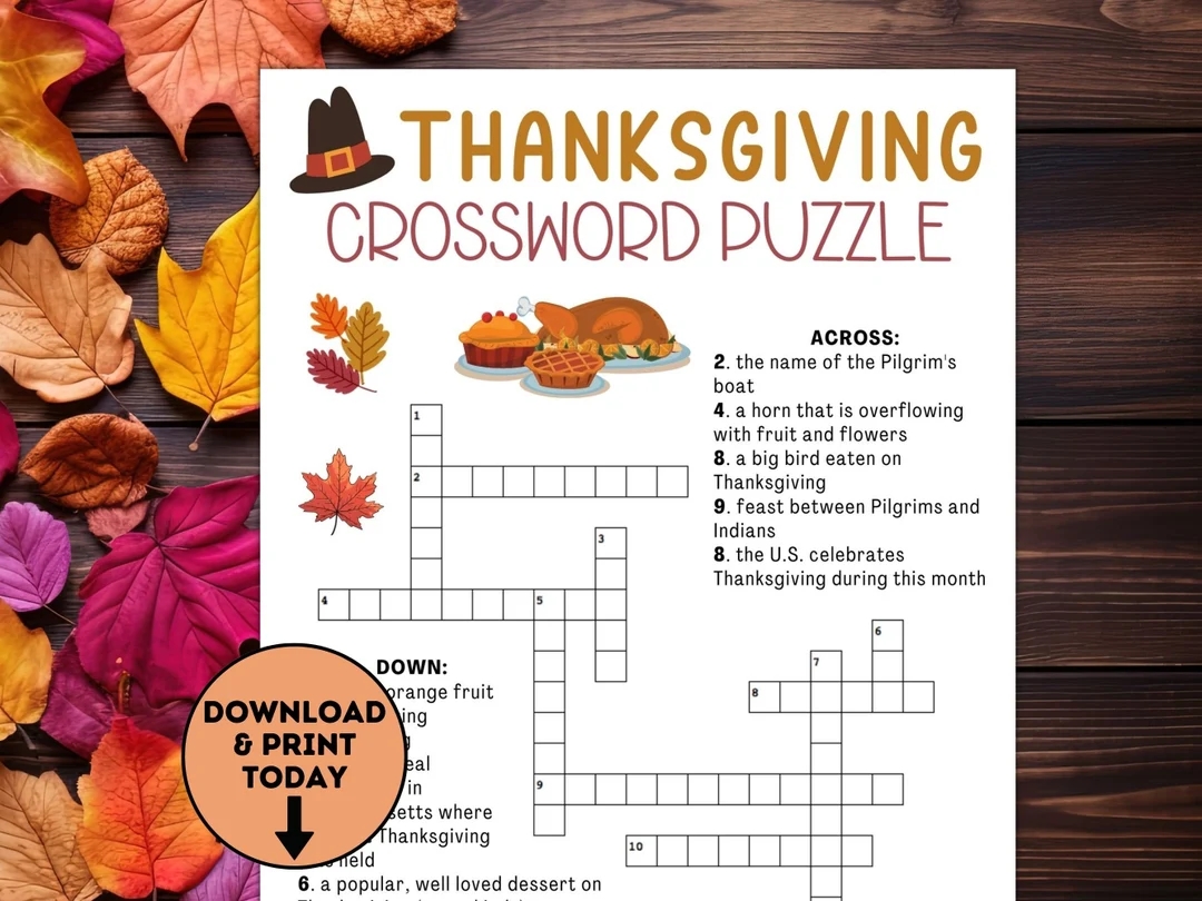 Free Thanksgiving Crossword Puzzles Printable