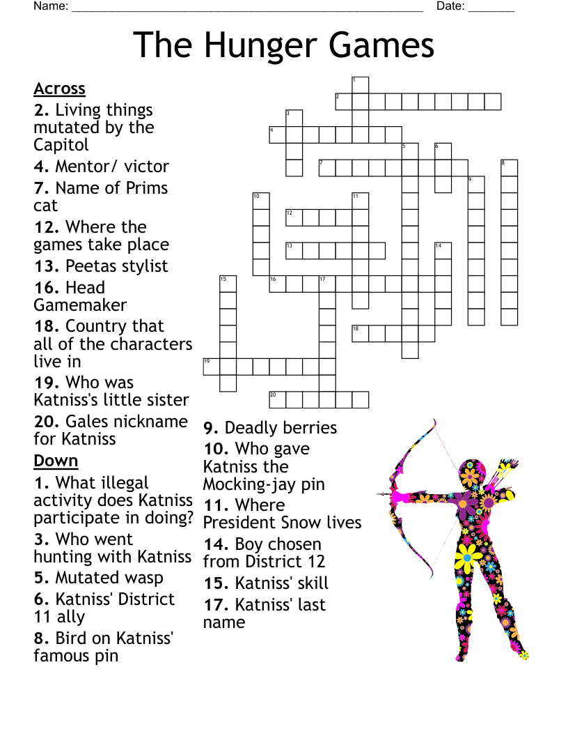 The Hunger Games Crossword Puzzle Printable