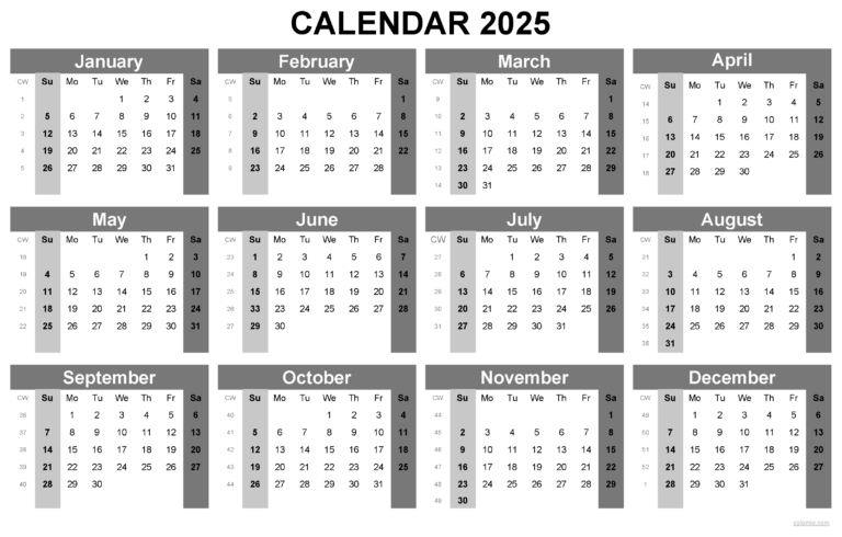 2025 Printable Calendaer