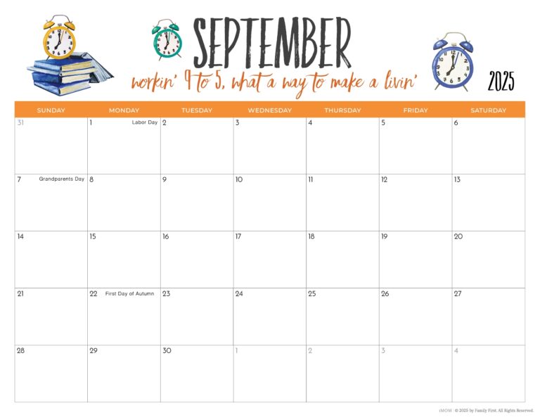 Seasonal Calendar 2025 Printable