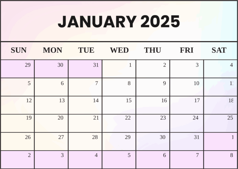 Printable Desk Calendar Template 2025