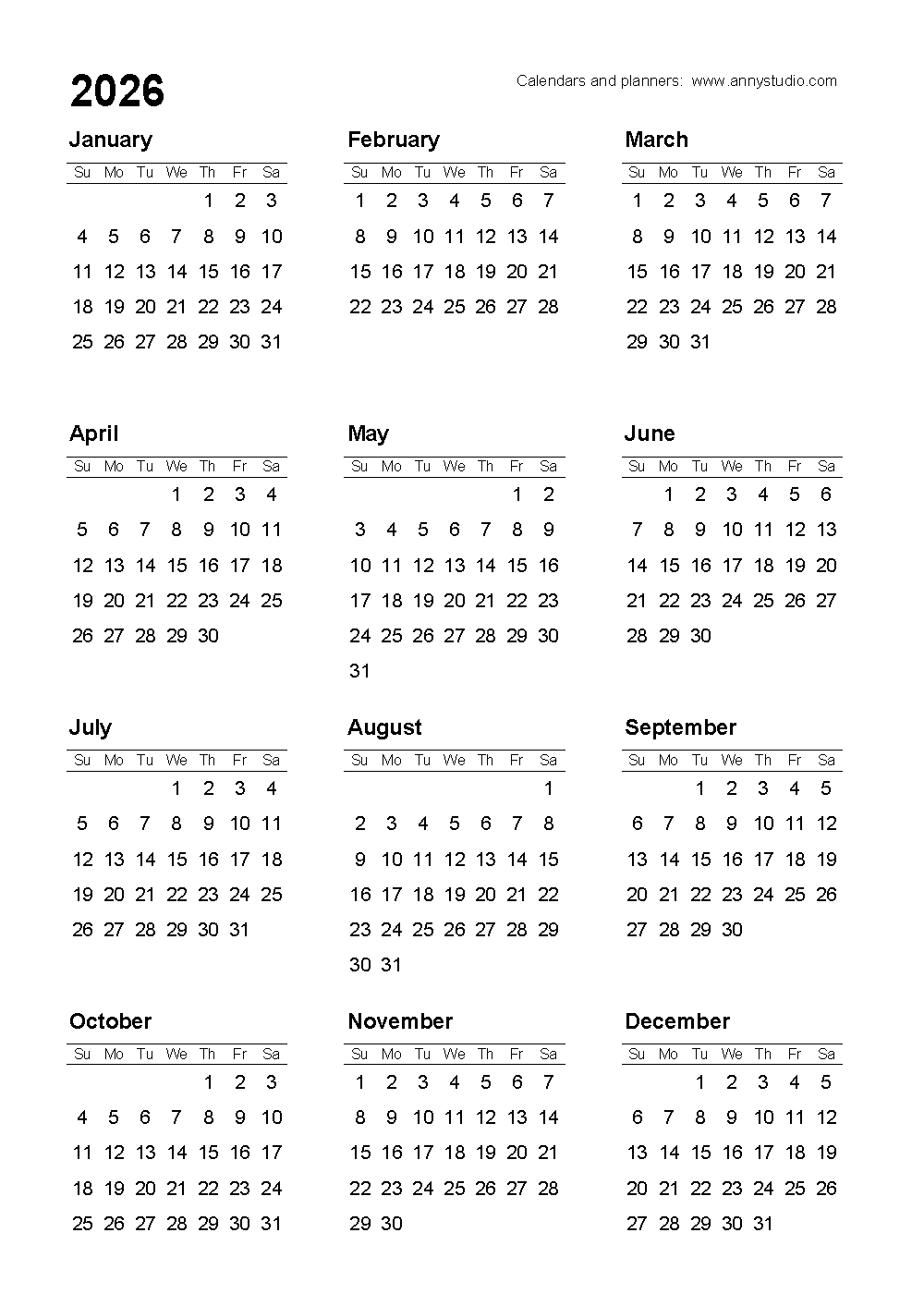 Printable 5 Year Calendar