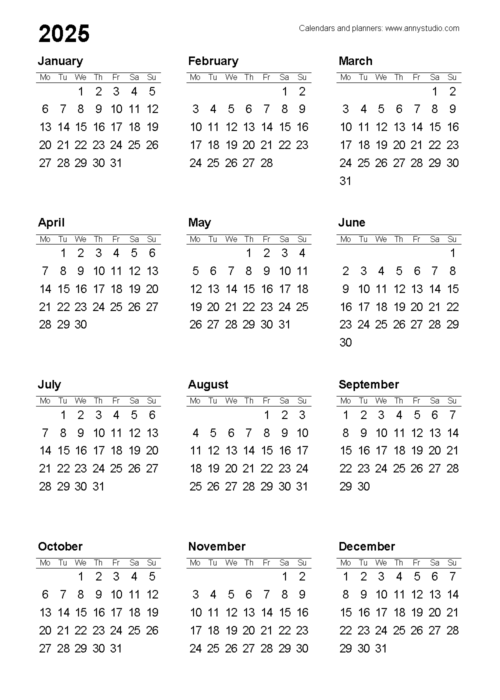 Free Printable Calendars And Planners 2025 2026 And 2027