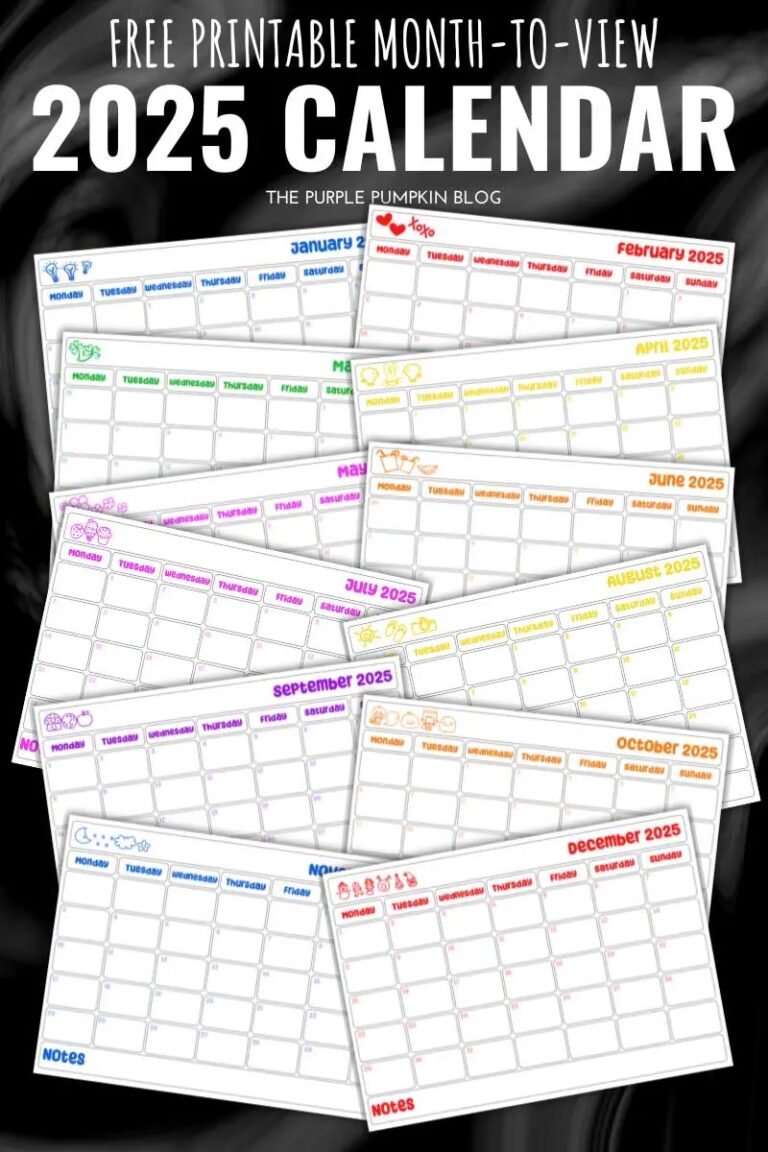 Free Printable Monthly Calendar UK
