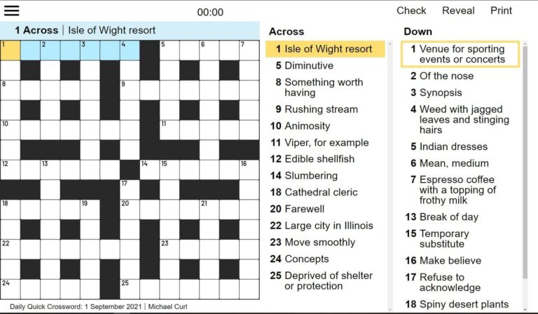 Online Daily Crossword Puzzle Printable