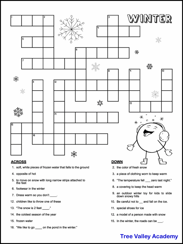 Crossword Puzzles For Kids Printable