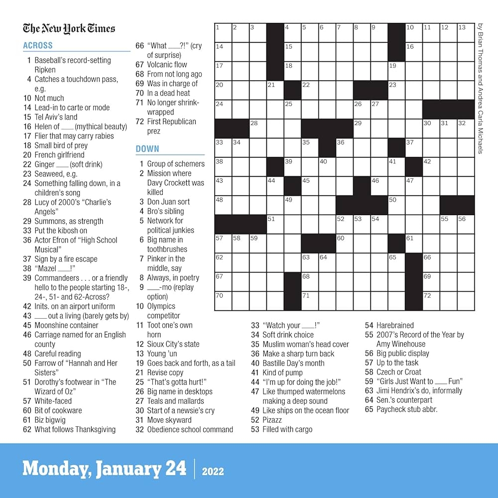 Nytimes Crossword Puzzle Printable Free