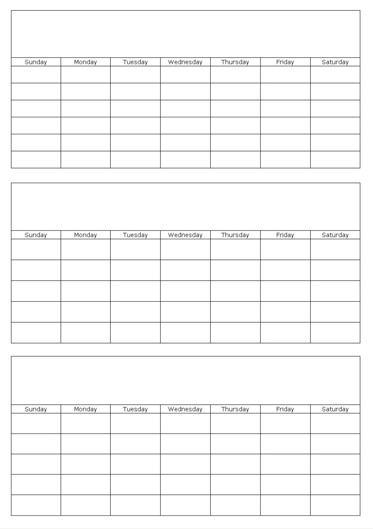 3 Month Calendar Free Printable