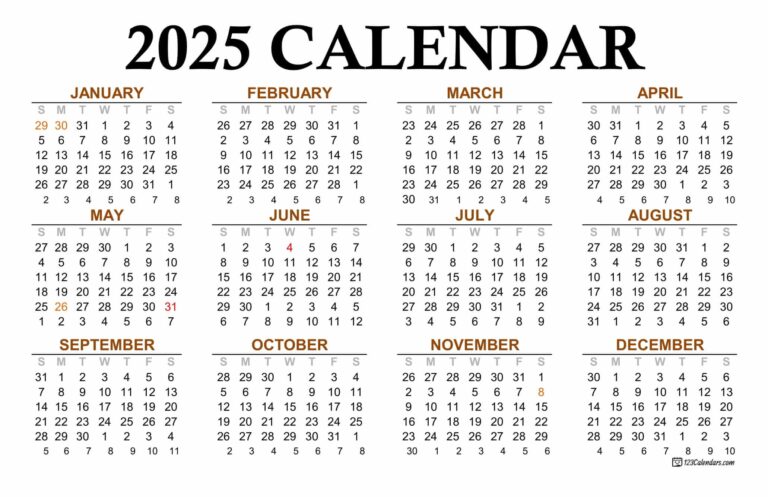 Pritible Calendar For 2025